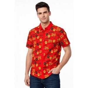 NEW MENS GRAPHIC FRIDAY THE 13TH BUTTON UP SHORT SLEEVE SHIRT Medium NWT Horror